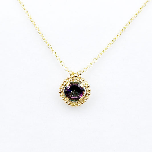 Gold Mystic Topaz Pendant | 10K Yellow Gold Milgrain Genuine Mystic Topaz 6x6mm Pendant | Mystic Topaz Necklace for Women