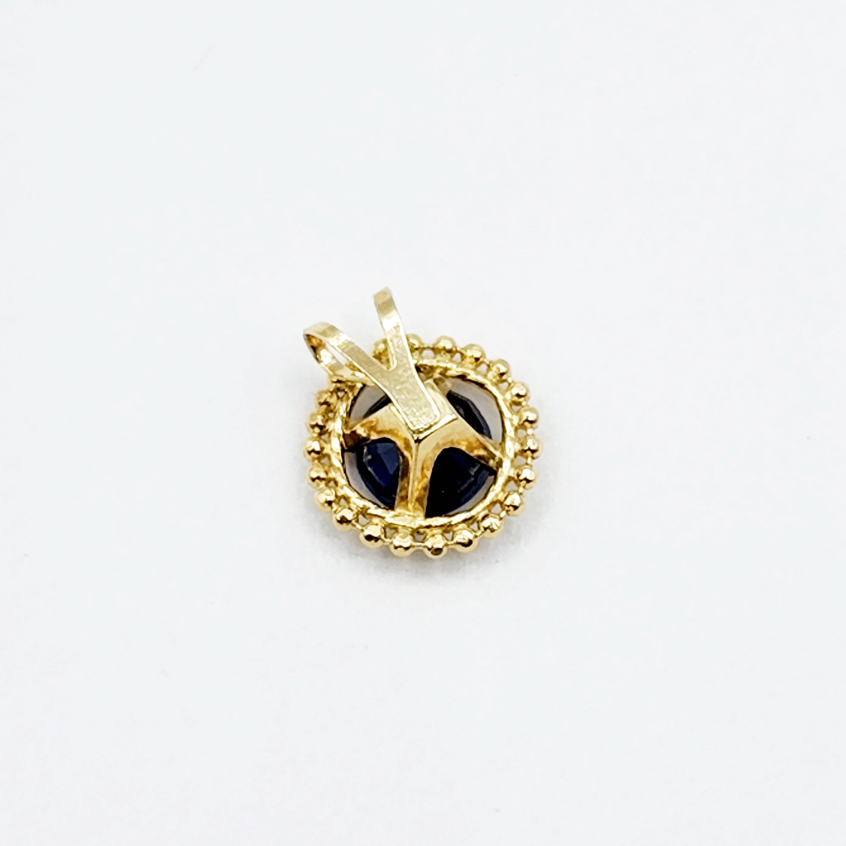 Gold Blue Sapphire Pendant | 10K Yellow Gold Milgrain Genuine Blue Sapphire 6x6mm Pendant | Blue Sapphire Necklace for Women