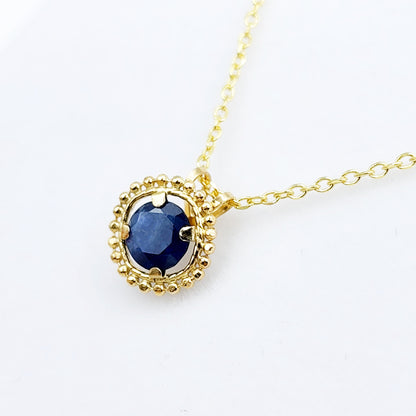 Gold Blue Sapphire Pendant | 10K Yellow Gold Milgrain Genuine Blue Sapphire 6x6mm Pendant | Blue Sapphire Necklace for Women