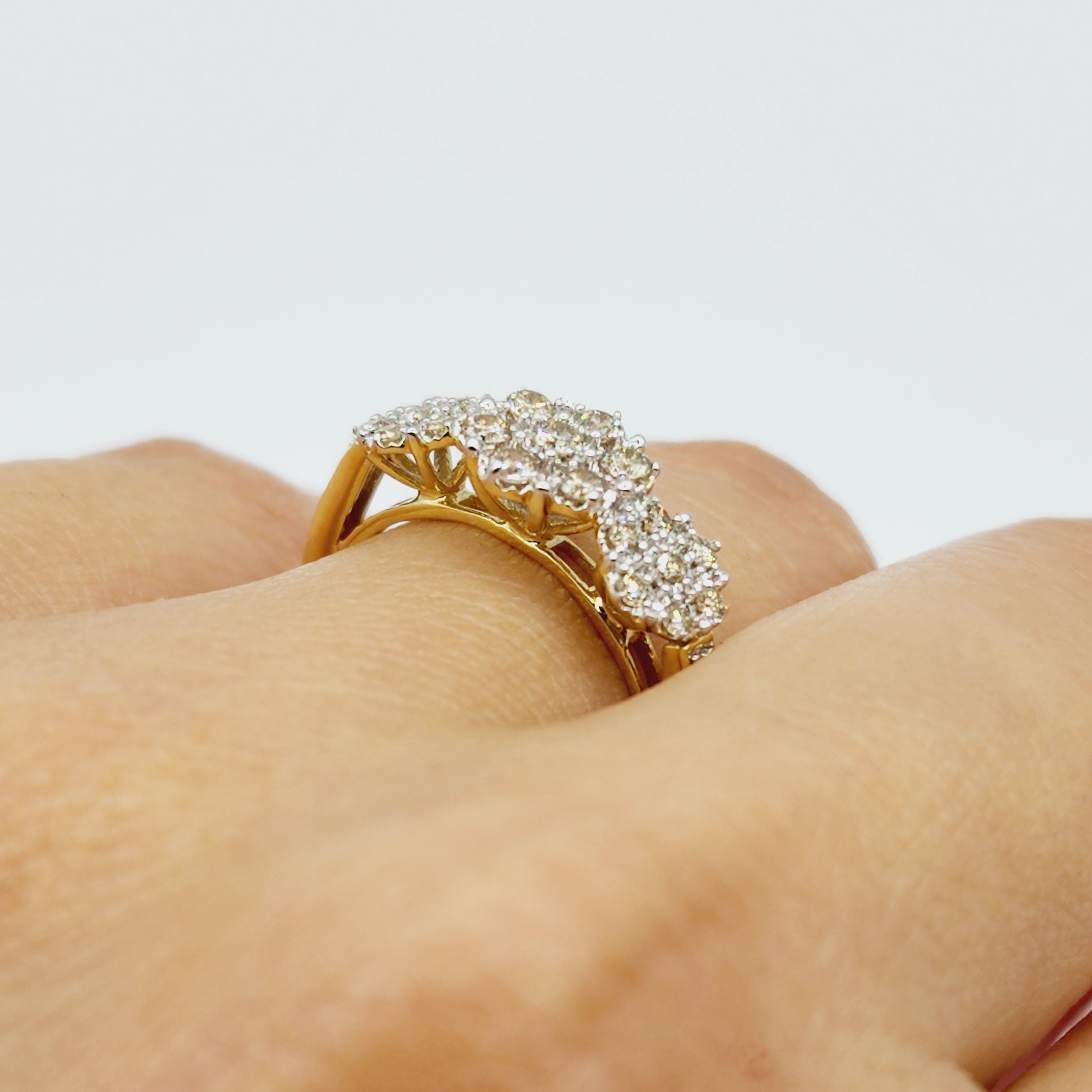 Gold Diamonds Ring, 10K Yellow Gold Diamond 0.50ct Past, Present, Future Ring , Wedding ring for women , Engagement Ring, Brides Ring