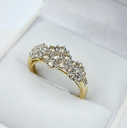 Gold Diamonds Ring, 10K Yellow Gold Diamond 0.50ct Past, Present, Future Ring , Wedding ring for women , Engagement Ring, Brides Ring