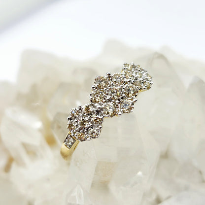 Gold Diamonds Ring, 10K Yellow Gold Diamond 0.50ct Past, Present, Future Ring , Wedding ring for women , Engagement Ring, Brides Ring