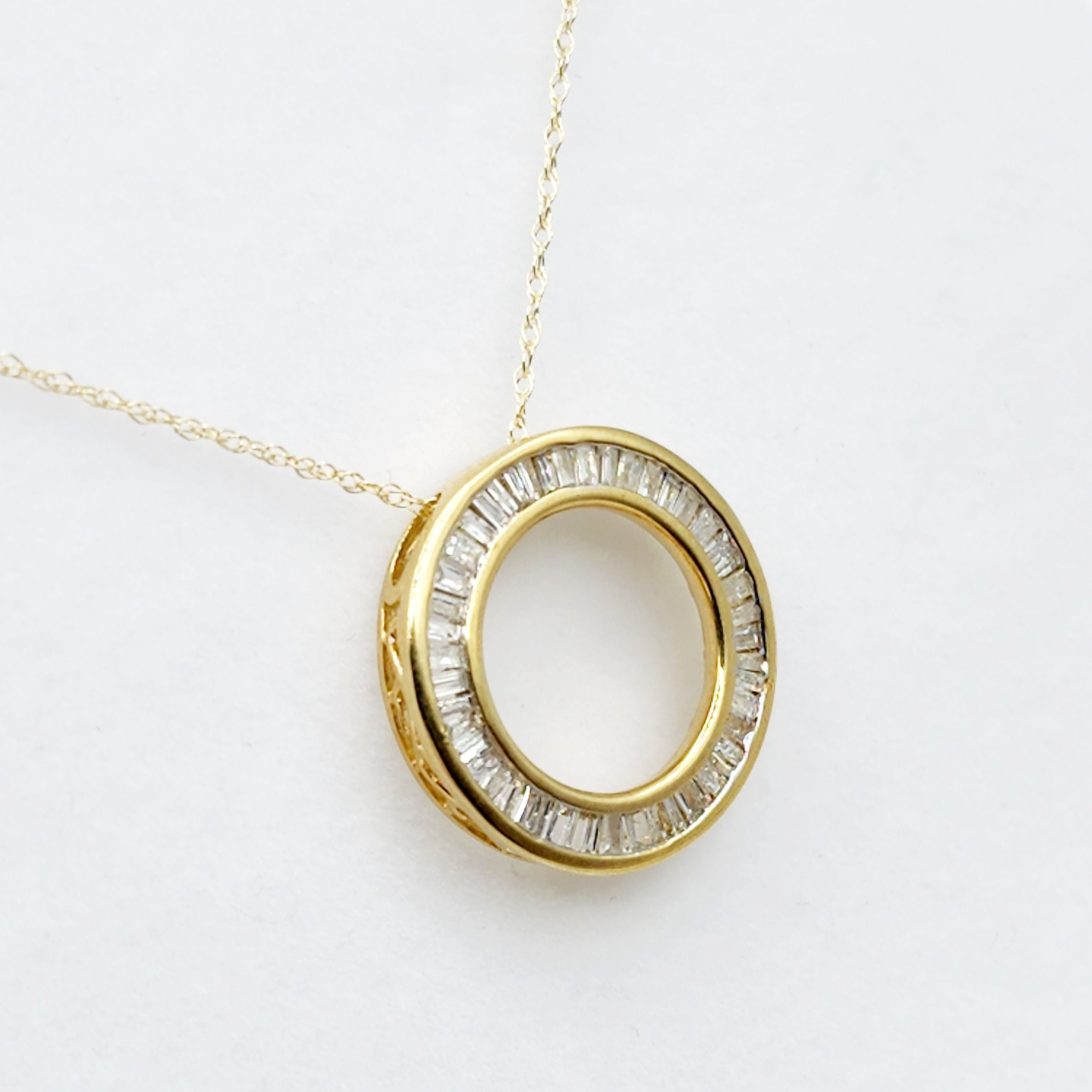 Gold Diamond Pendant Necklace,  10K Yellow Gold Natural Diamonds 0.35ct Circle of Life Pendant, Bridal Necklace