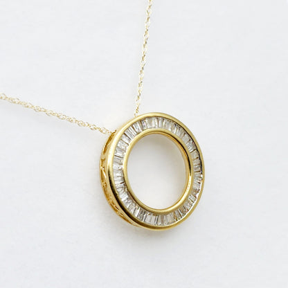 Gold Diamond Pendant Necklace,  10K Yellow Gold Natural Diamonds 0.35ct Circle of Life Pendant, Bridal Necklace