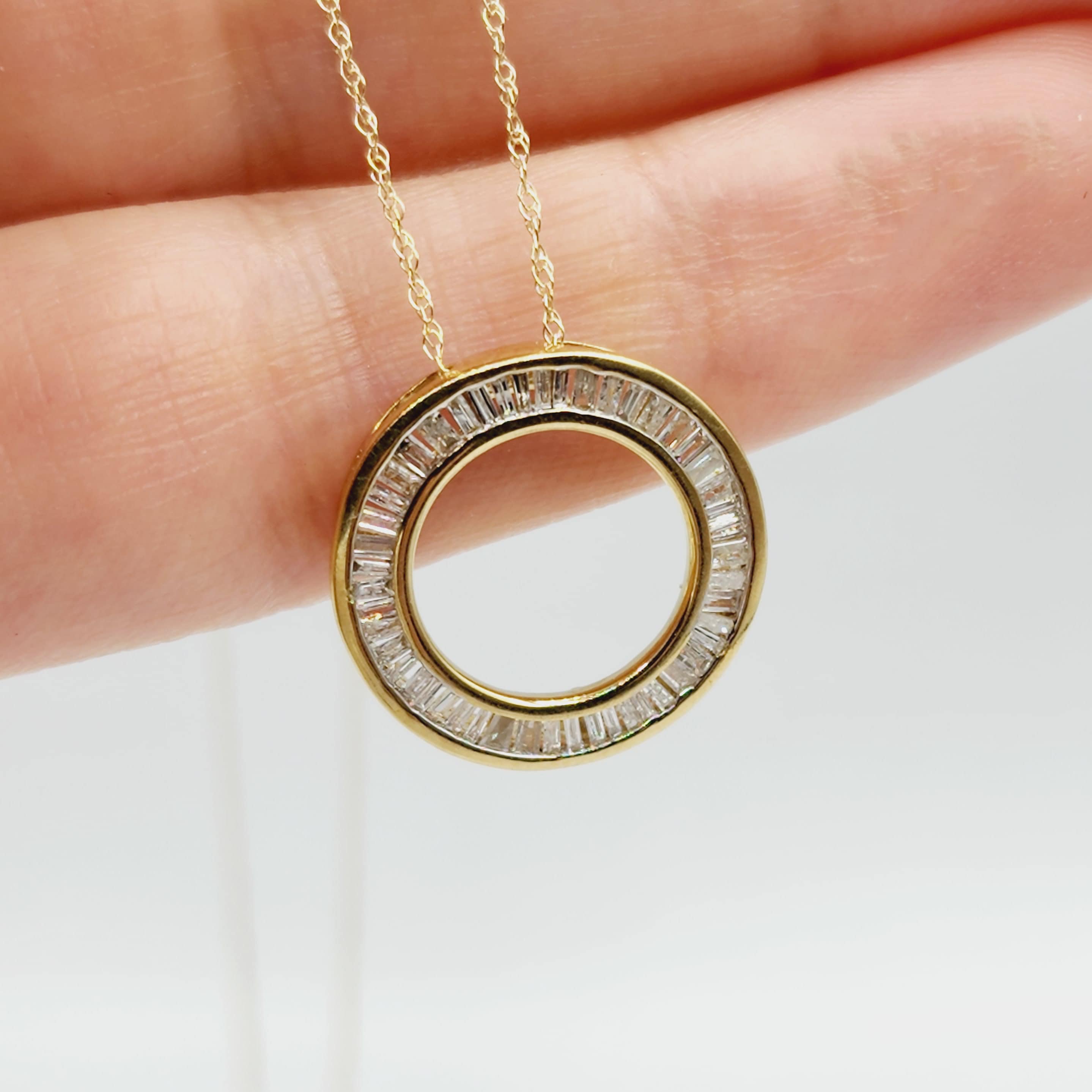 Gold Diamond Pendant Necklace,  10K Yellow Gold Natural Diamonds 0.35ct Circle of Life Pendant, Bridal Necklace