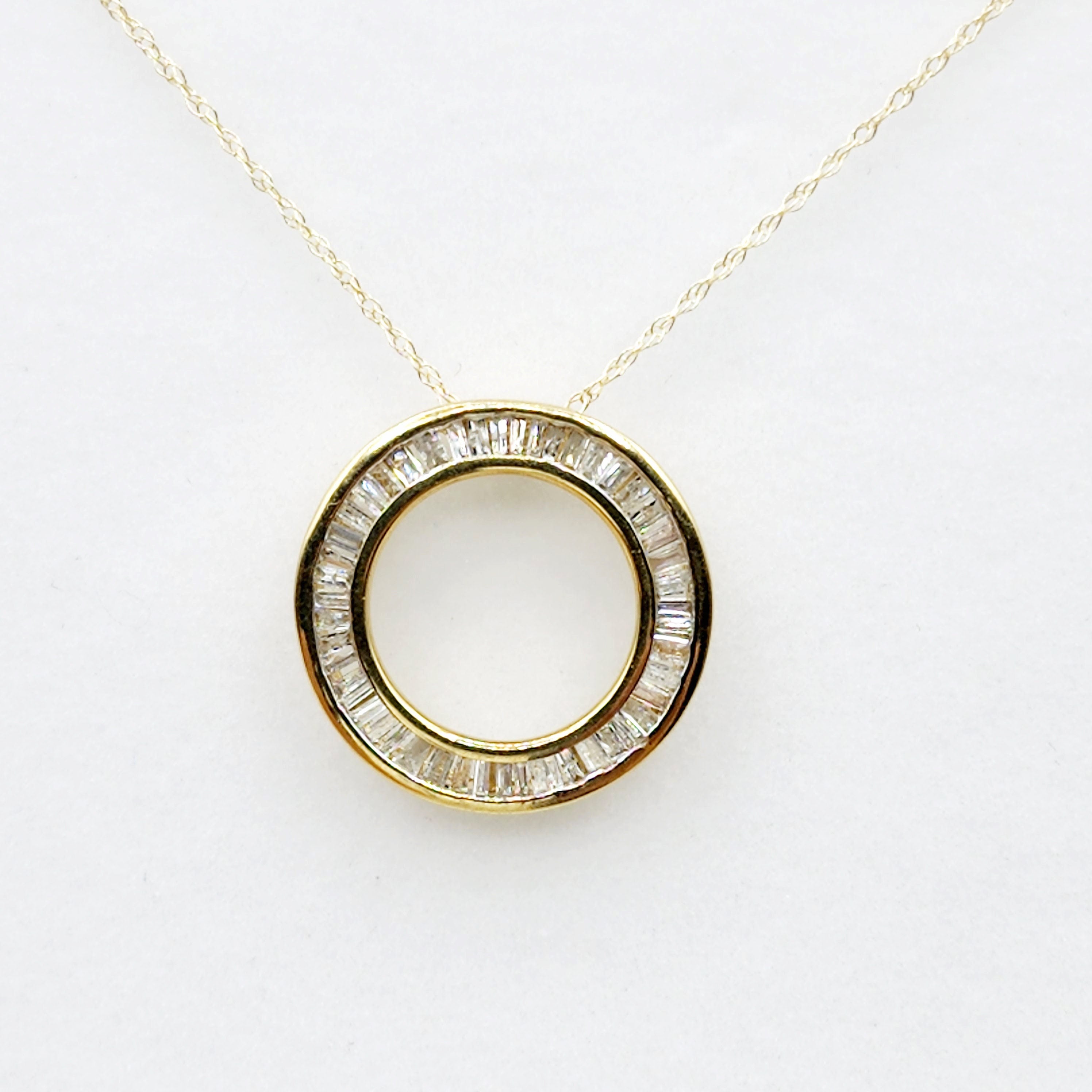 Gold Diamond Pendant Necklace,  10K Yellow Gold Natural Diamonds 0.35ct Circle of Life Pendant, Bridal Necklace