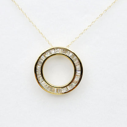 Gold Diamond Pendant Necklace,  10K Yellow Gold Natural Diamonds 0.35ct Circle of Life Pendant, Bridal Necklace