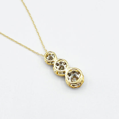 Gold Diamond Necklace | 10K Yellow Gold Diamond 0.50ct Past, Present and Future Pendant, Necklace for Women, Bridal Necklace