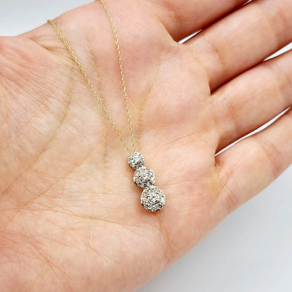 Gold Diamond Necklace | 10K Yellow Gold Diamond 0.50ct Past, Present and Future Pendant, Necklace for Women, Bridal Necklace