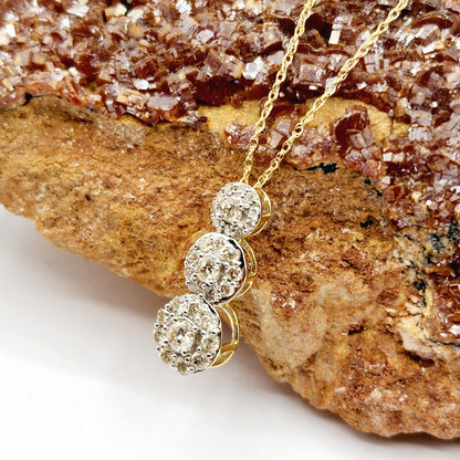 Gold Diamond Necklace | 10K Yellow Gold Diamond 0.50ct Past, Present and Future Pendant, Necklace for Women, Bridal Necklace