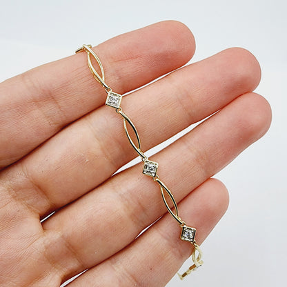 Gold Diamond Bracelet , 10K Yellow Gold Diamond 0.25ct Bracelet, Elegant Design, Fine Jewelry, Precious Gift, Luxury Accessories for Women
