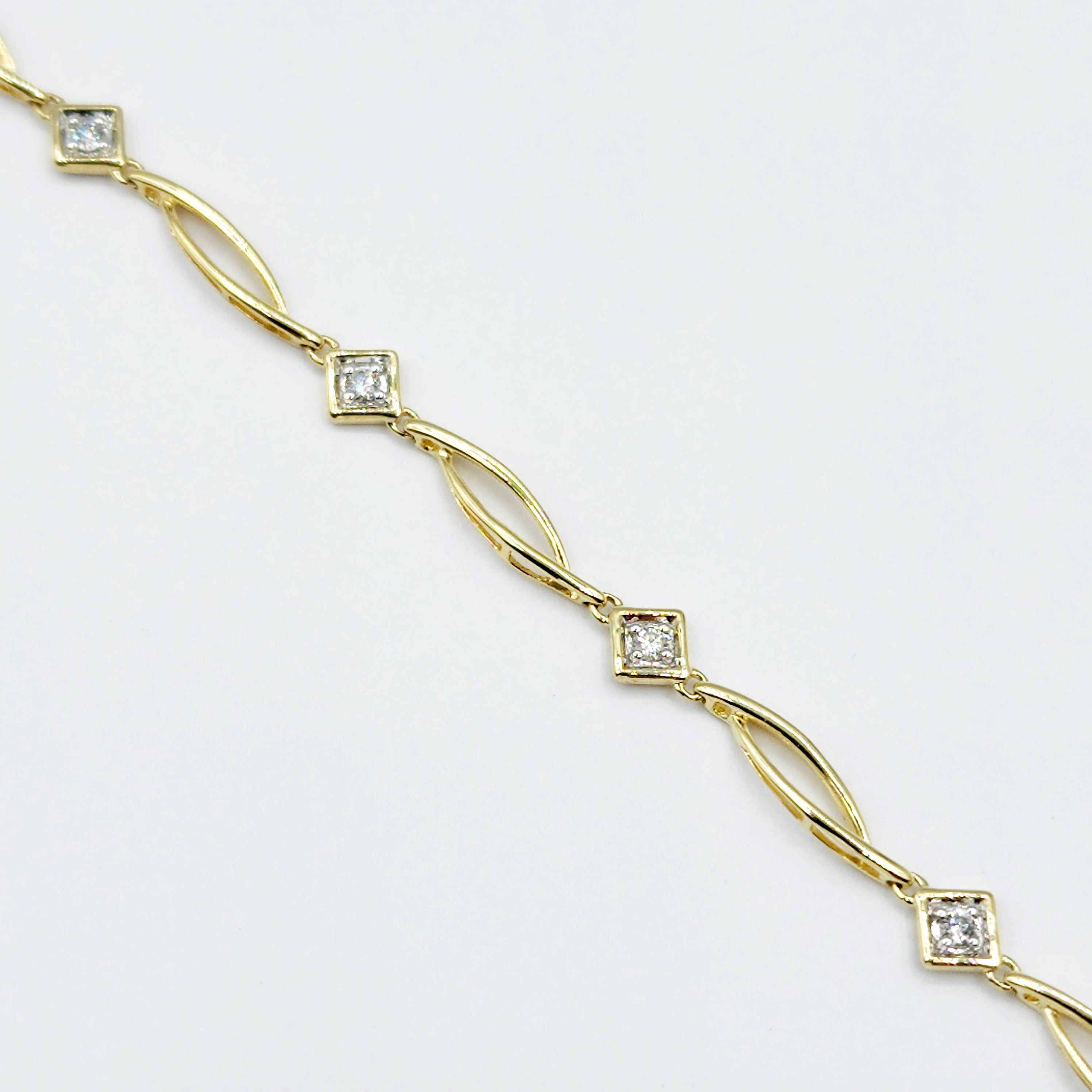 Gold Diamond Bracelet , 10K Yellow Gold Diamond 0.25ct Bracelet, Elegant Design, Fine Jewelry, Precious Gift, Luxury Accessories for Women