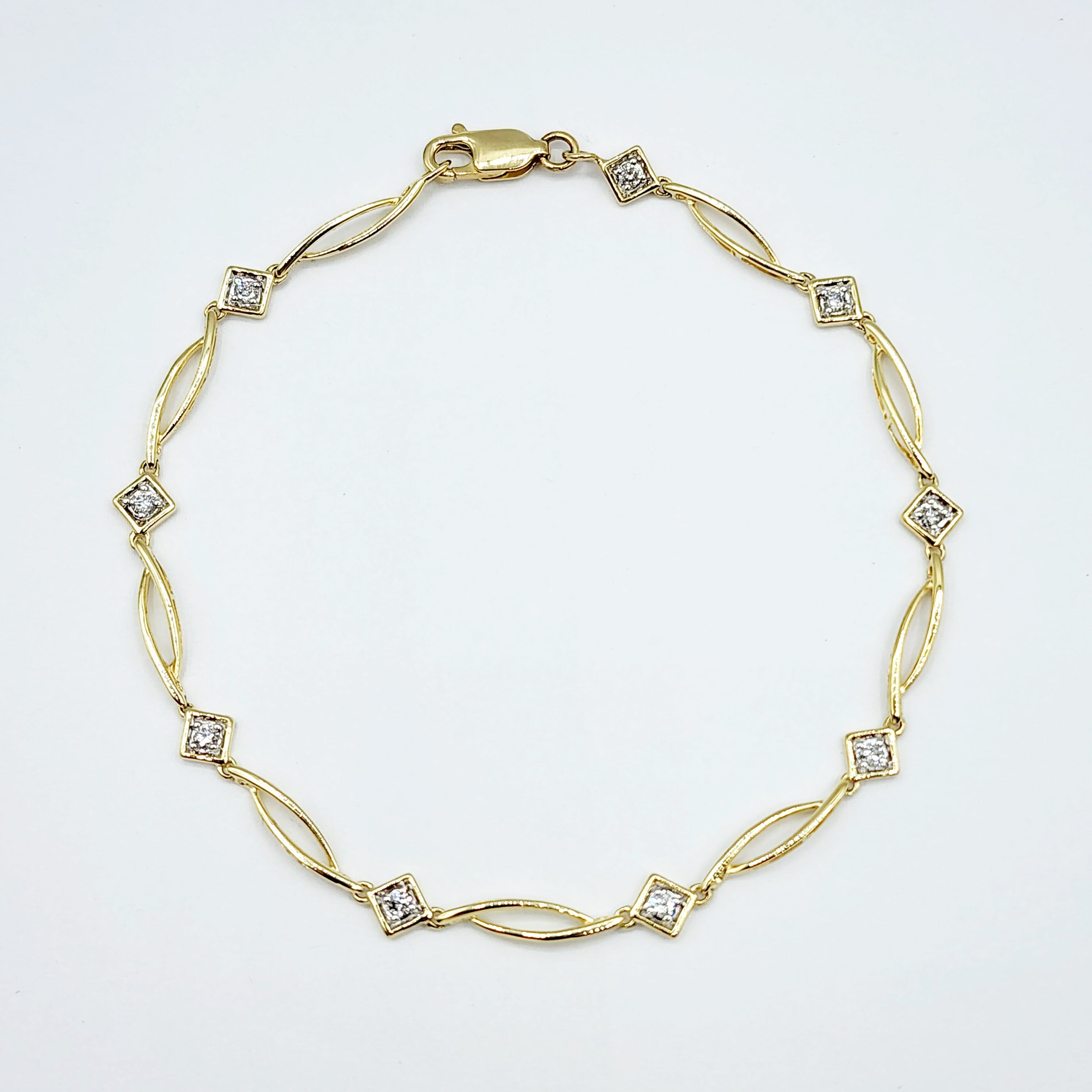 Gold Diamond Bracelet , 10K Yellow Gold Diamond 0.25ct Bracelet, Elegant Design, Fine Jewelry, Precious Gift, Luxury Accessories for Women