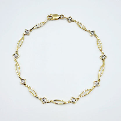 Gold Diamond Bracelet , 10K Yellow Gold Diamond 0.25ct Bracelet, Elegant Design, Fine Jewelry, Precious Gift, Luxury Accessories for Women