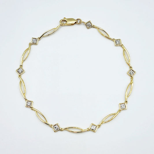 Gold Diamond Bracelet , 10K Yellow Gold Diamond 0.25ct Bracelet, Elegant Design, Fine Jewelry, Precious Gift, Luxury Accessories for Women