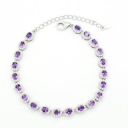 Gemstone Bracelet, Sterling Silver Bracelet Set With Genuine Gemstones 4.2cts, Birthstone Bracelet for women, Bracelet For Her