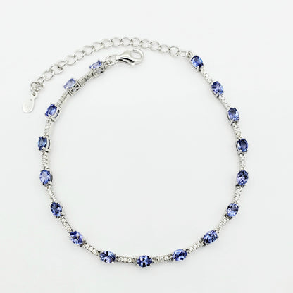 Gemstone Bracelet , Sterling Silver Bracelet Set With Genuine Gemstones 3.5cts, Bracelet for women, Classic Bracelet, Bracelet For Her