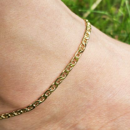 Gold Anchor Anklet, Foot Jewelry with Anchor Symbol, Nautical Dainty Foot Ankle Chain Bracelet, Anklet For Women,10k Yellow Gold Foot Anklet