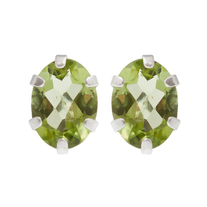 Sterling Silver Earrings Set with Your Choice of 7x5mm Genuine Gemstones