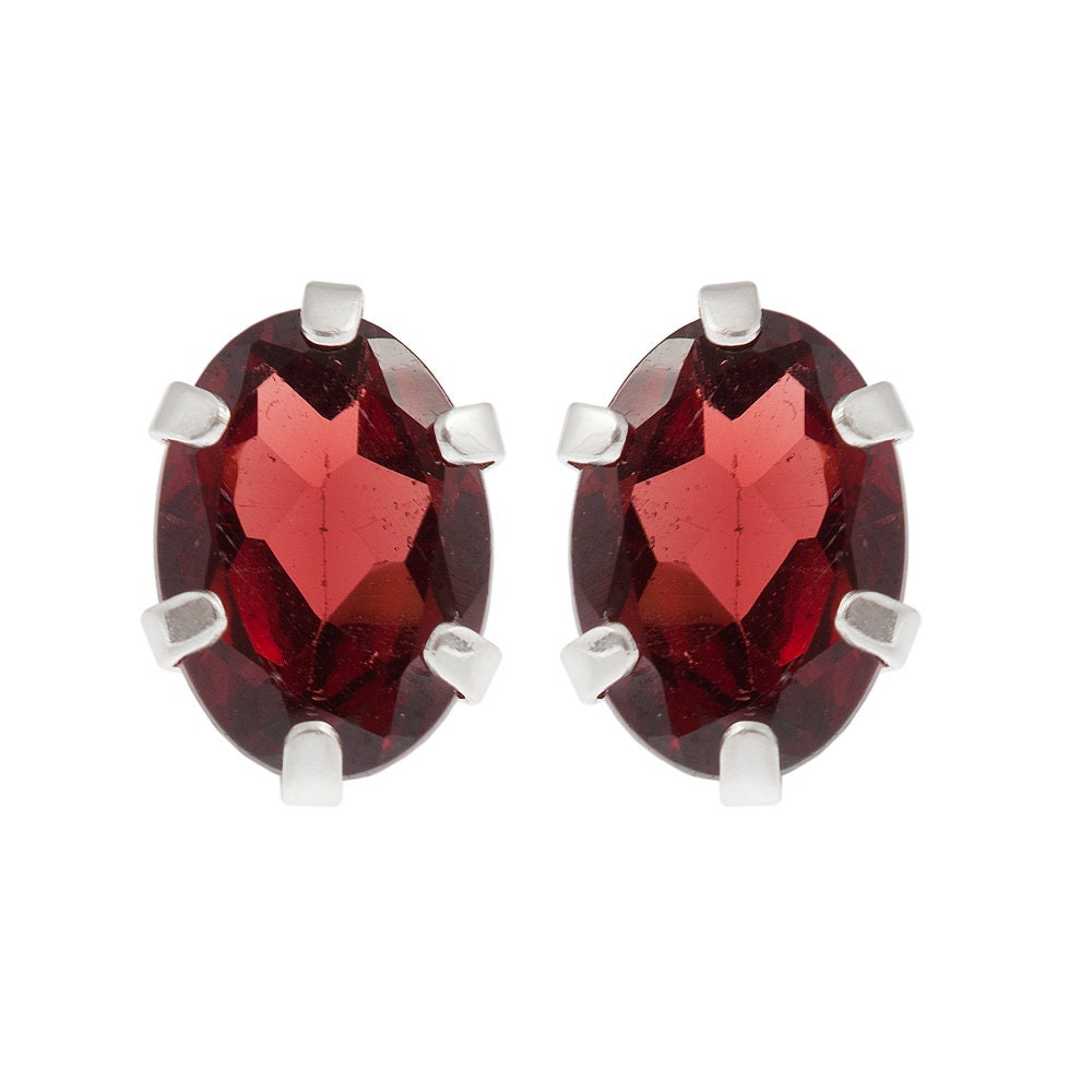 Sterling Silver Earrings Set with Your Choice of 7x5mm Genuine Gemstones