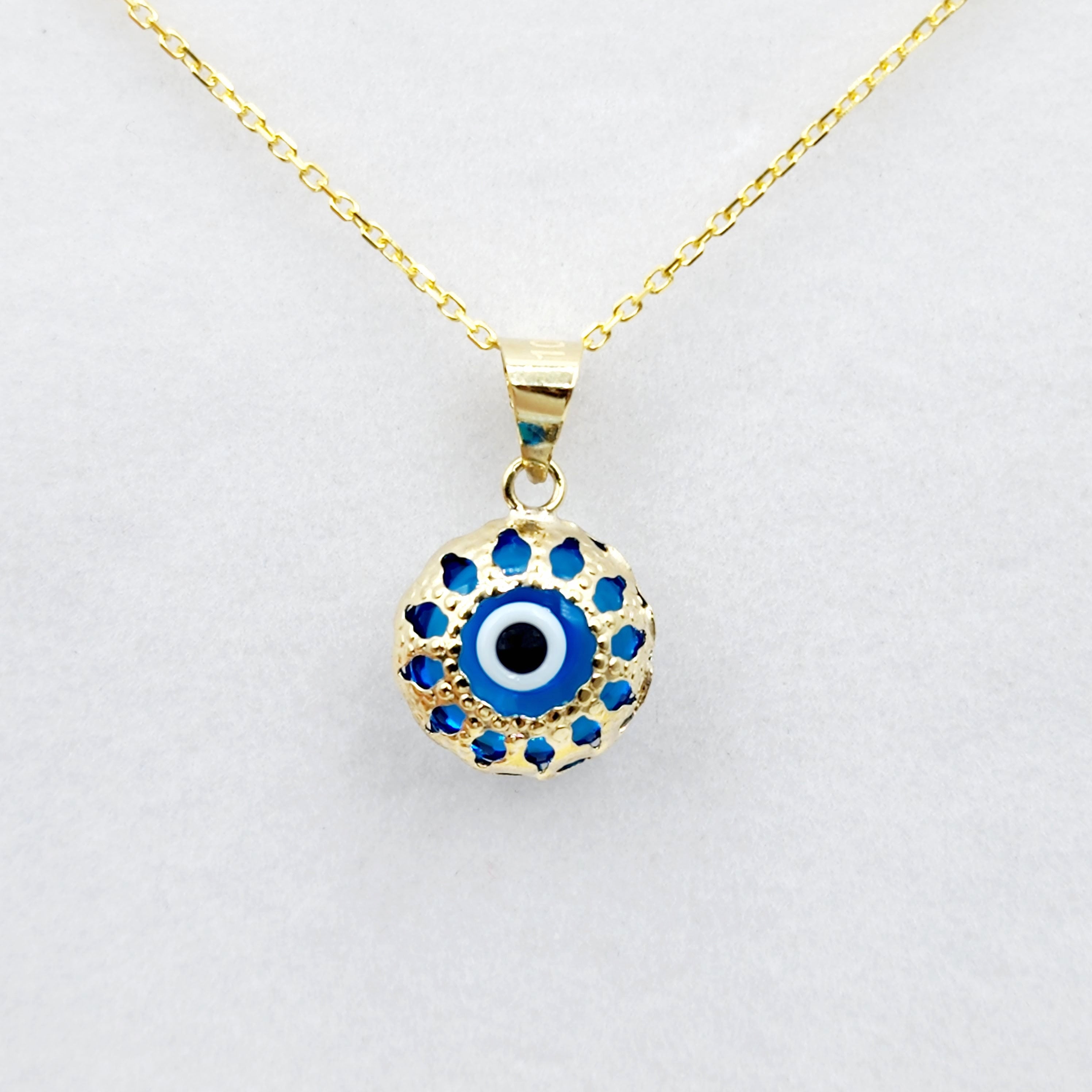 Gold Evil Eye Necklace | 10K Gold Evil Eye Pendant | Good Luck Necklace | Protection Pendant