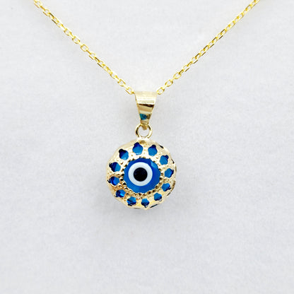 Gold Evil Eye Necklace | 10K Gold Evil Eye Pendant | Good Luck Necklace | Protection Pendant