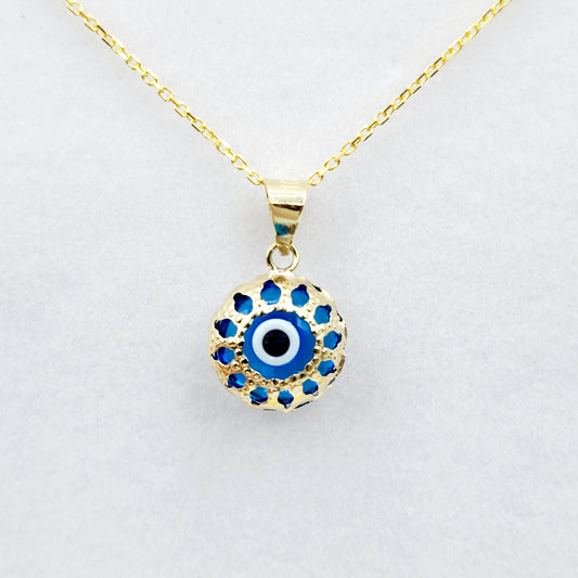 Gold Evil Eye Necklace | 10K Gold Evil Eye Pendant | Good Luck Necklace | Protection Pendant