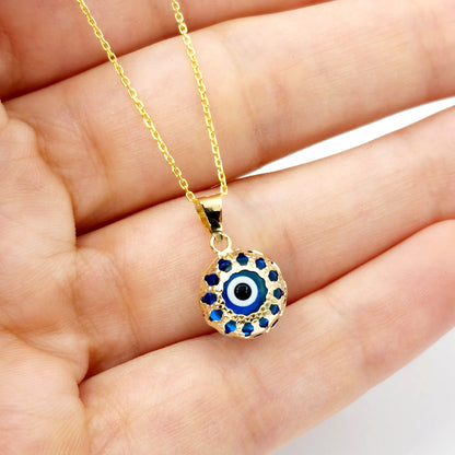 Gold Evil Eye Necklace | 10K Gold Evil Eye Pendant | Good Luck Necklace | Protection Pendant