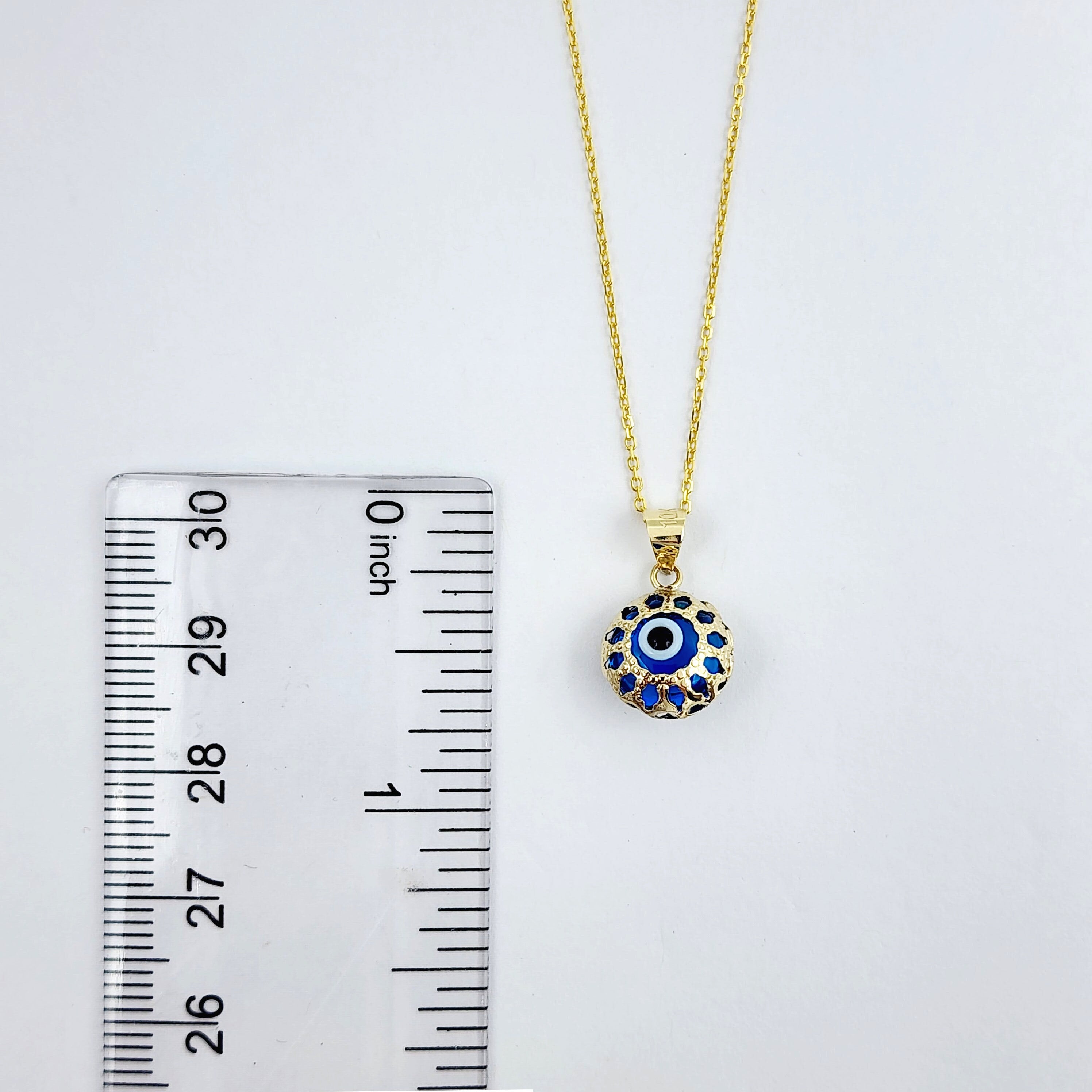 Gold Evil Eye Necklace | 10K Gold Evil Eye Pendant | Good Luck Necklace | Protection Pendant