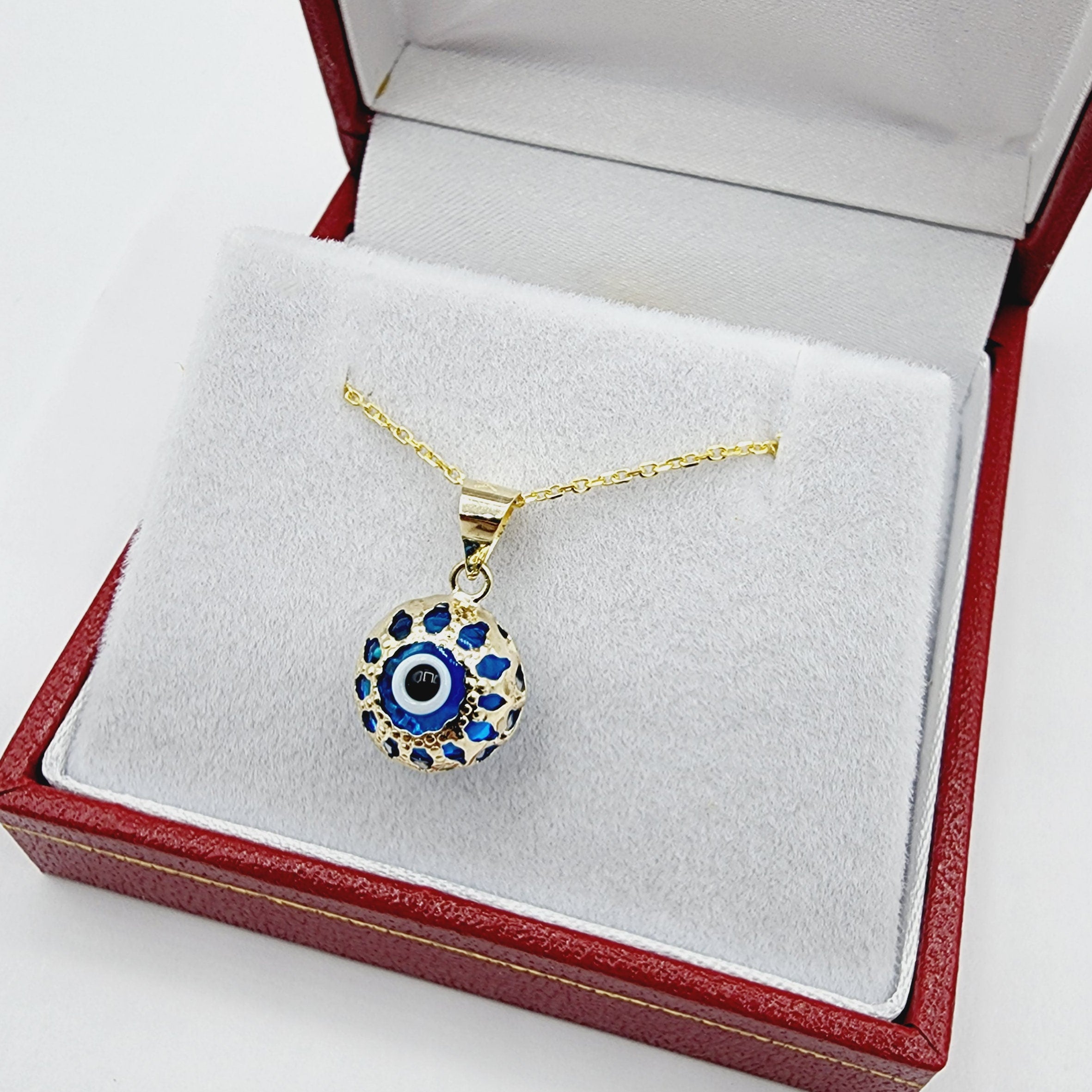 Gold Evil Eye Necklace | 10K Gold Evil Eye Pendant | Good Luck Necklace | Protection Pendant