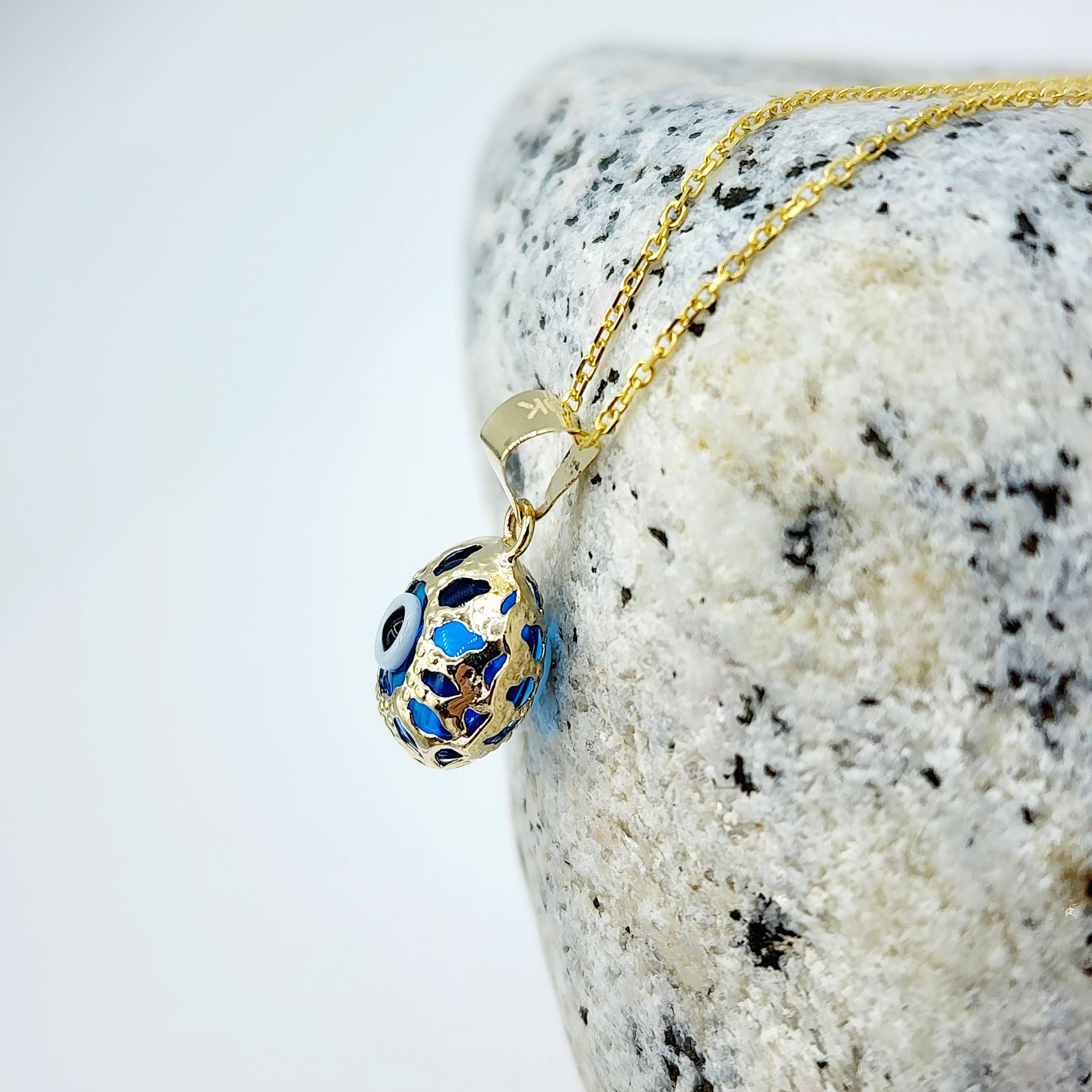 Gold Evil Eye Necklace | 10K Gold Evil Eye Pendant | Good Luck Necklace | Protection Pendant