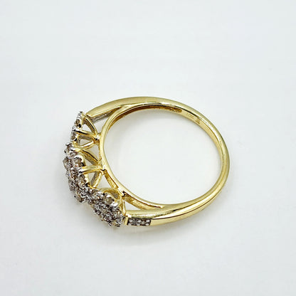 Gold Diamonds Ring, 10K Yellow Gold Diamond 0.50ct Past, Present, Future Ring , Wedding ring for women , Engagement Ring, Brides Ring