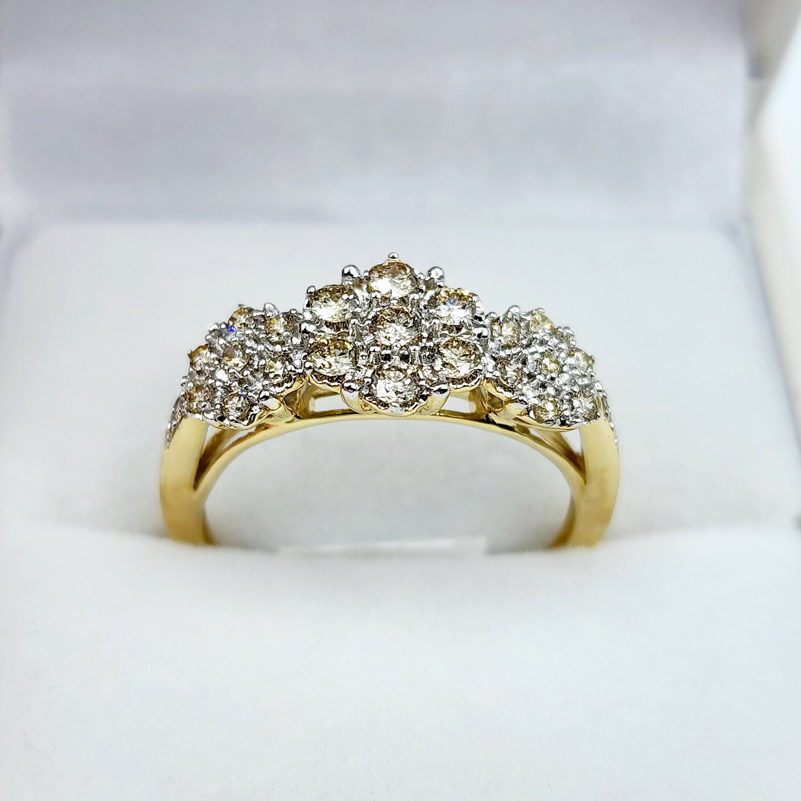Gold Diamonds Ring, 10K Yellow Gold Diamond 0.50ct Past, Present, Future Ring , Wedding ring for women , Engagement Ring, Brides Ring