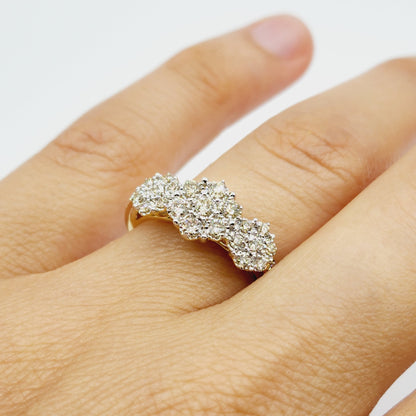 Gold Diamonds Ring, 10K Yellow Gold Diamond 0.50ct Past, Present, Future Ring , Wedding ring for women , Engagement Ring, Brides Ring