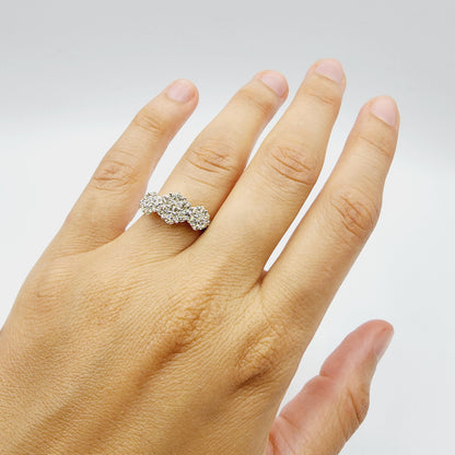 Gold Diamonds Ring, 10K Yellow Gold Diamond 0.50ct Past, Present, Future Ring , Wedding ring for women , Engagement Ring, Brides Ring