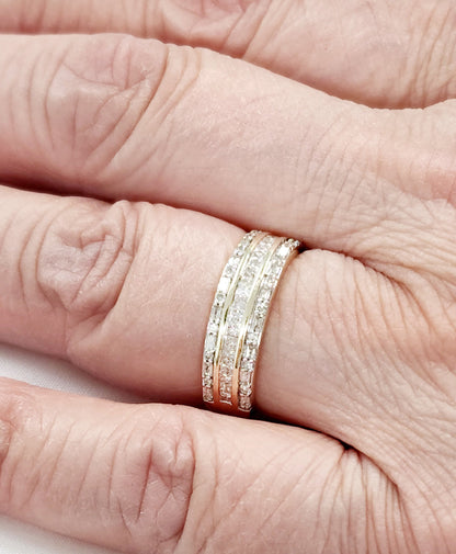 Gold Diamond Rings, 10K Yellow Gold Diamond 0.50ct Ring with Baguettes and Round Diamonds , Wedding Engagement Ring, Ring For Women