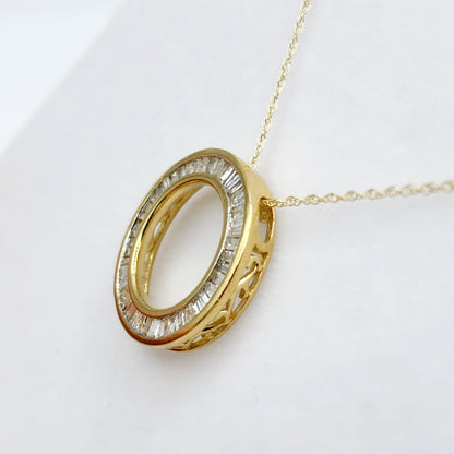 Gold Diamond Pendant Necklace,  10K Yellow Gold Natural Diamonds 0.35ct Circle of Life Pendant, Bridal Necklace