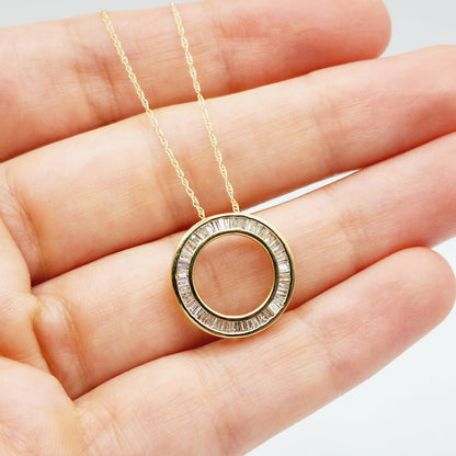 Gold Diamond Pendant Necklace,  10K Yellow Gold Natural Diamonds 0.35ct Circle of Life Pendant, Bridal Necklace
