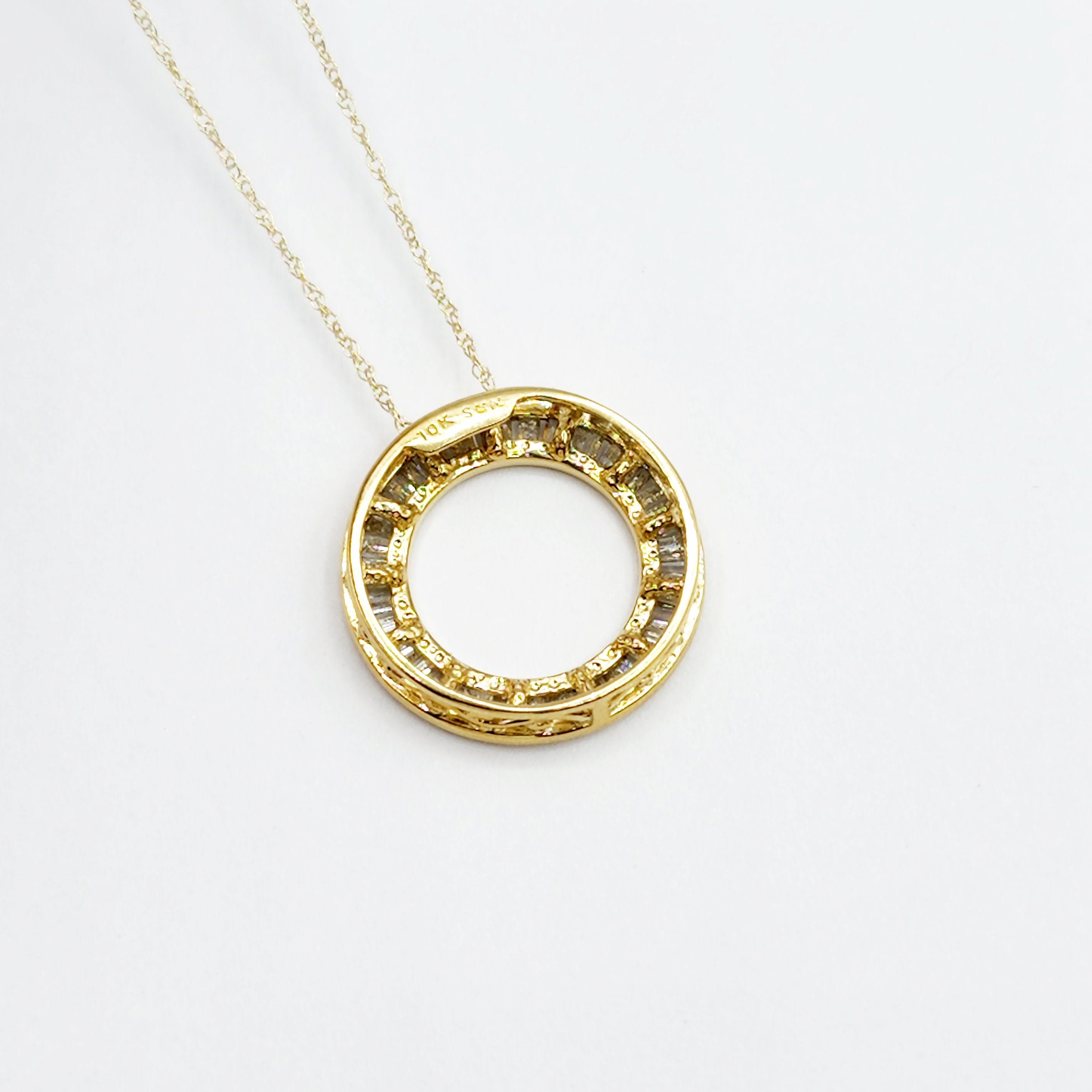 Gold Diamond Pendant Necklace,  10K Yellow Gold Natural Diamonds 0.35ct Circle of Life Pendant, Bridal Necklace