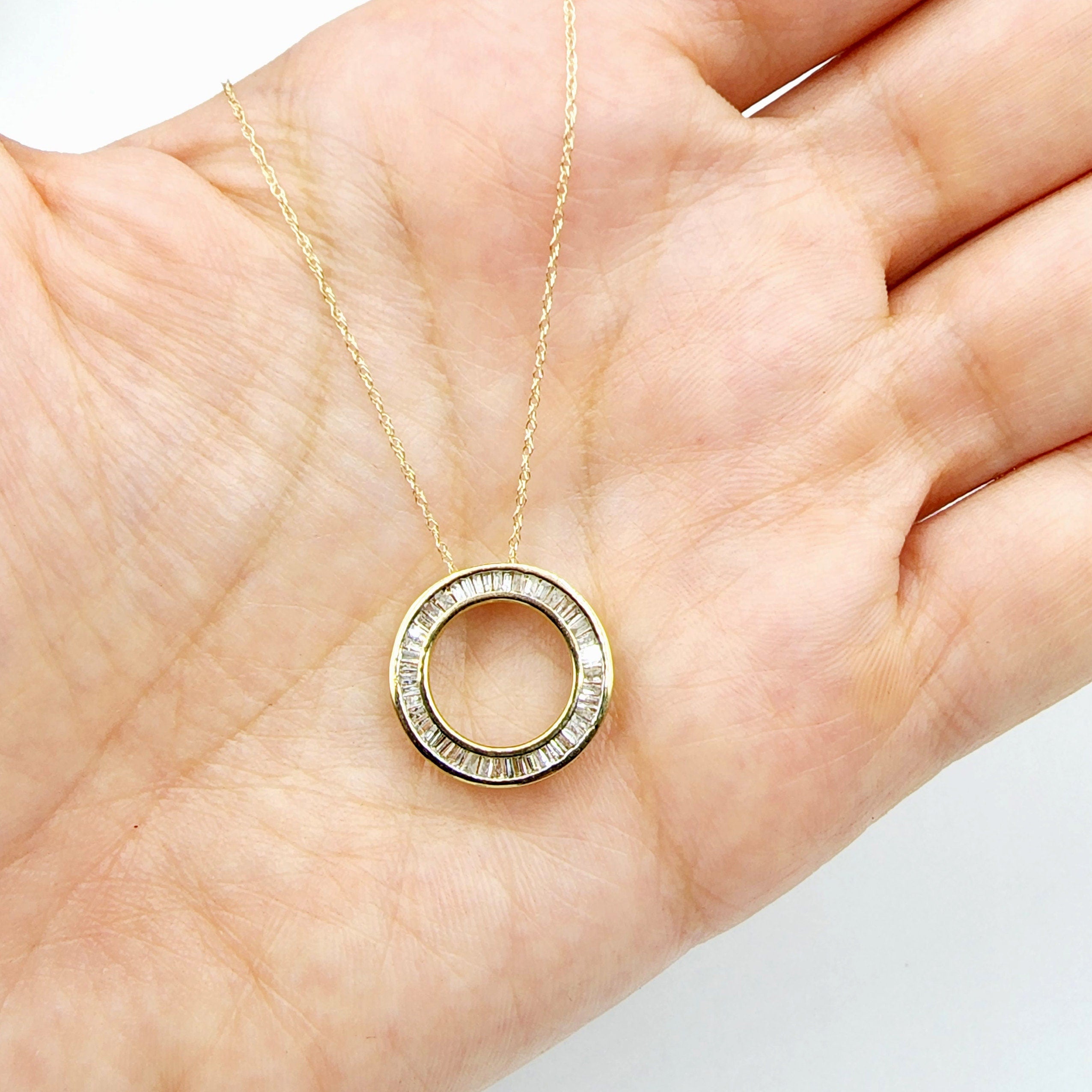 Gold Diamond Pendant Necklace,  10K Yellow Gold Natural Diamonds 0.35ct Circle of Life Pendant, Bridal Necklace
