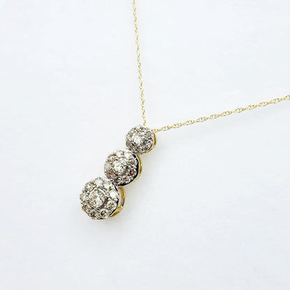 Gold Diamond Necklace | 10K Yellow Gold Diamond 0.50ct Past, Present and Future Pendant, Necklace for Women, Bridal Necklace