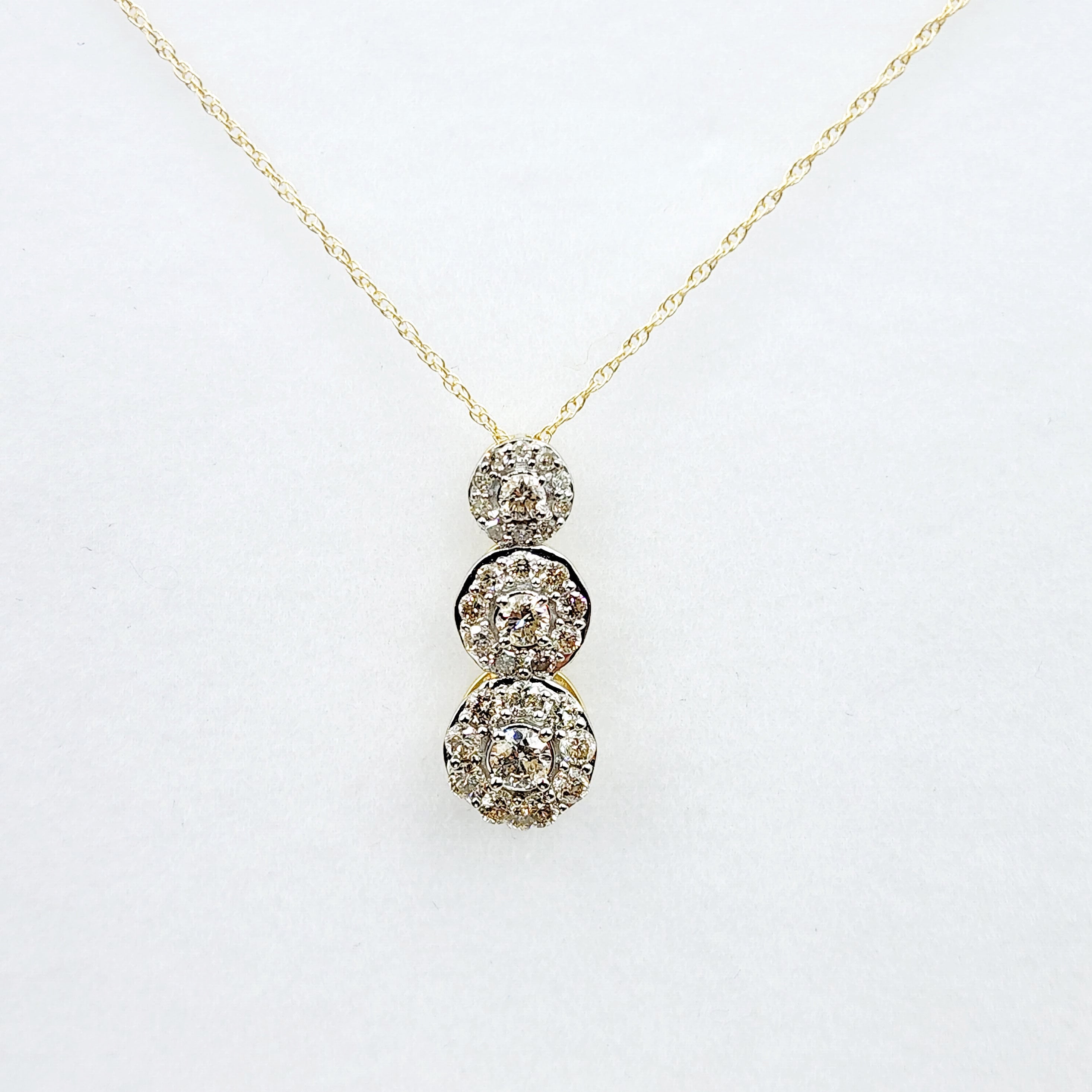 Gold Diamond Necklace | 10K Yellow Gold Diamond 0.50ct Past, Present and Future Pendant, Necklace for Women, Bridal Necklace