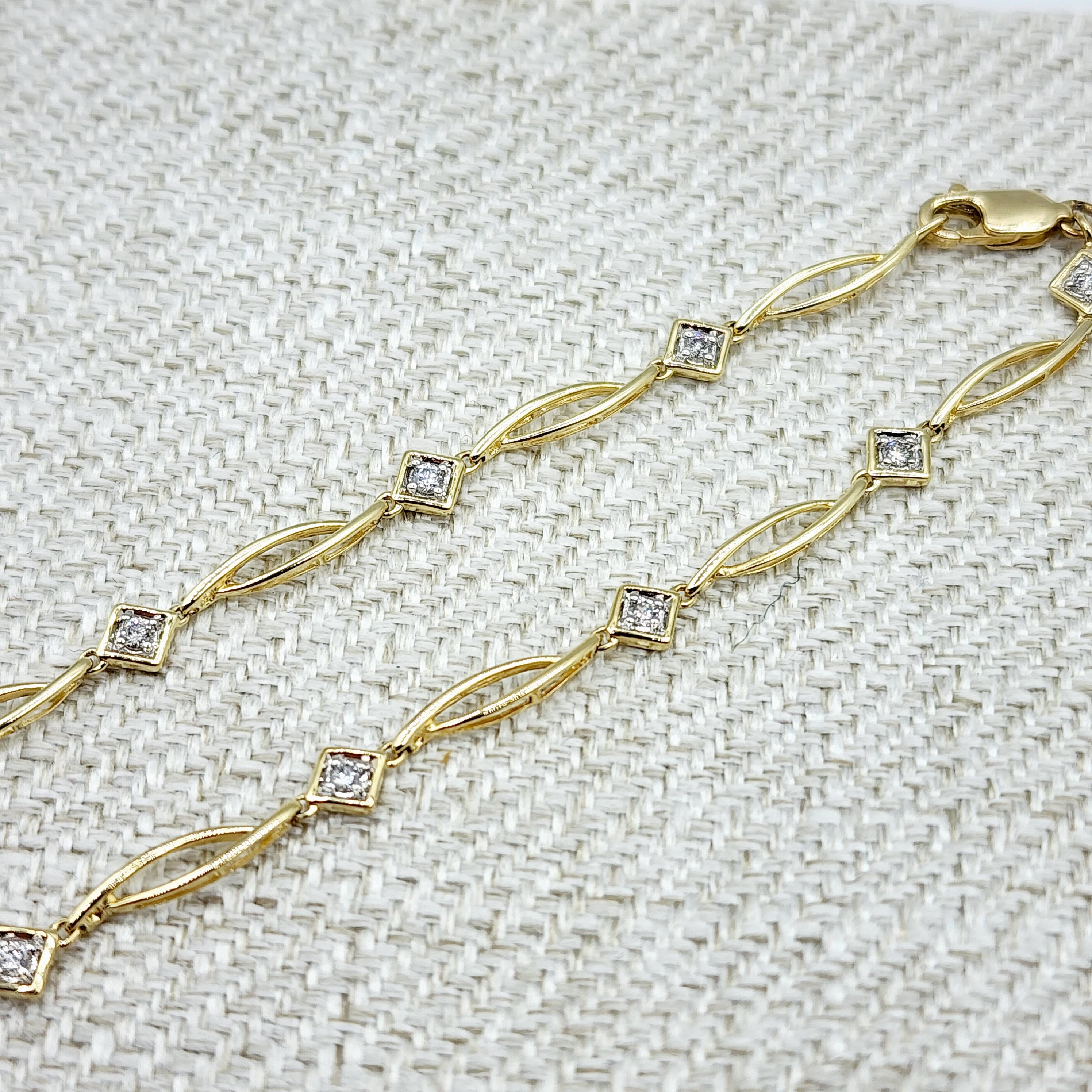 Gold Diamond Bracelet , 10K Yellow Gold Diamond 0.25ct Bracelet, Elegant Design, Fine Jewelry, Precious Gift, Luxury Accessories for Women
