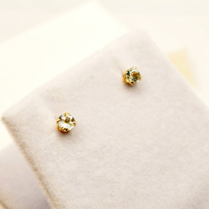 Gold Aquamarine Earrings, 10K Yellow Gold Aquamarine 3x3mm Stud Earrings