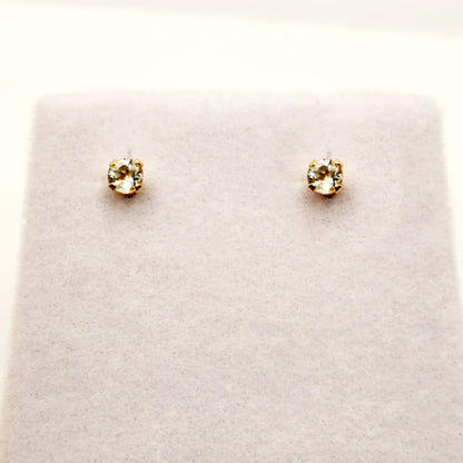 Gold Aquamarine Earrings, 10K Yellow Gold Aquamarine 3x3mm Stud Earrings