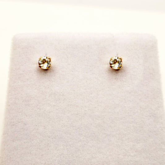 Gold Aquamarine Earrings, 10K Yellow Gold Aquamarine 3x3mm Stud Earrings