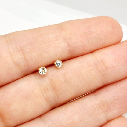 Gold Aquamarine Earrings, 10K Yellow Gold Aquamarine 3x3mm Stud Earrings