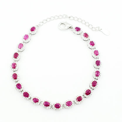 Gemstone Bracelet, Sterling Silver Bracelet Set With Genuine Gemstones 4.2cts, Birthstone Bracelet for women, Bracelet For Her