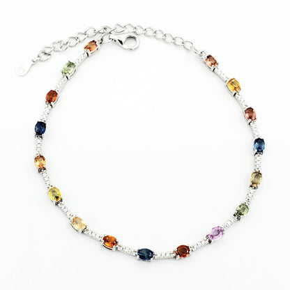 Gemstone Bracelet , Sterling Silver Bracelet Set With Genuine Gemstones 3.5cts, Bracelet for women, Classic Bracelet, Bracelet For Her