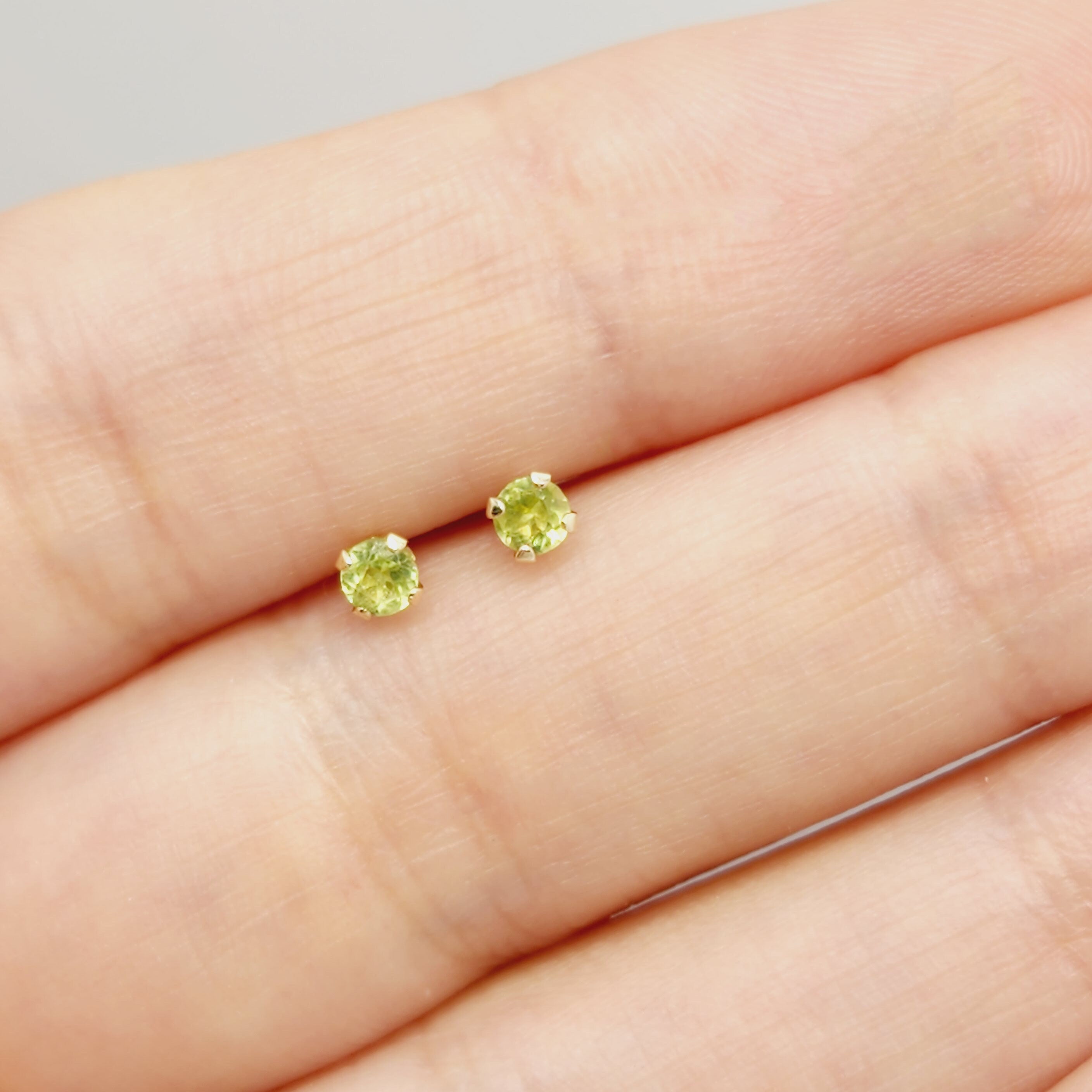 Gold Peridot Stud Earrings, 10K Yellow Gold Peridot Stud 3x3mm Earrings, August Birthstone, Birthday Gift, Gift For Her